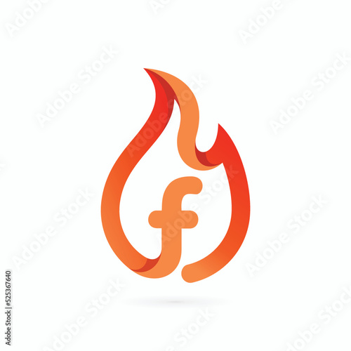 f letter fire logo icon