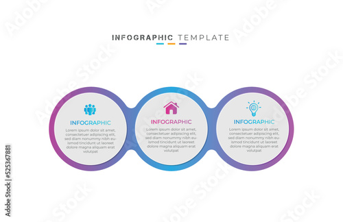 Modern business timeline infographic 3 step process design