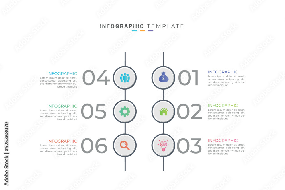 Obraz premium Minimal 6 step business infographic element and creative presentation design