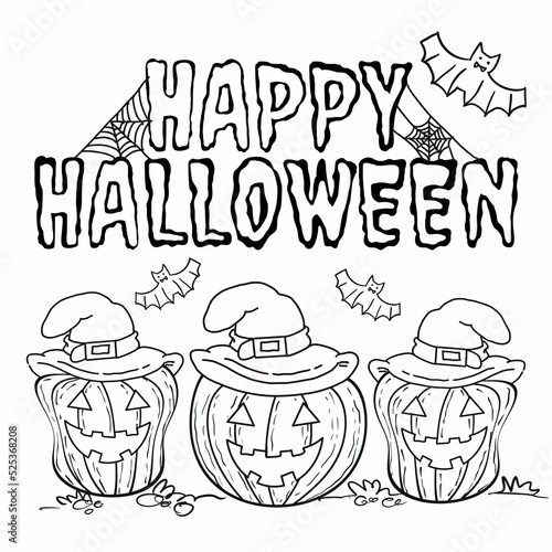 Cuadro en lienzo halloween coloring page for kids with a pumpkin
