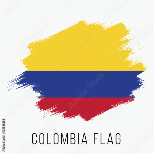 Colombia Vector Flag. Colombia Flag for Independence Day. Grunge Colombia Flag. Colombia Flag with Grunge Texture. Vector Template.