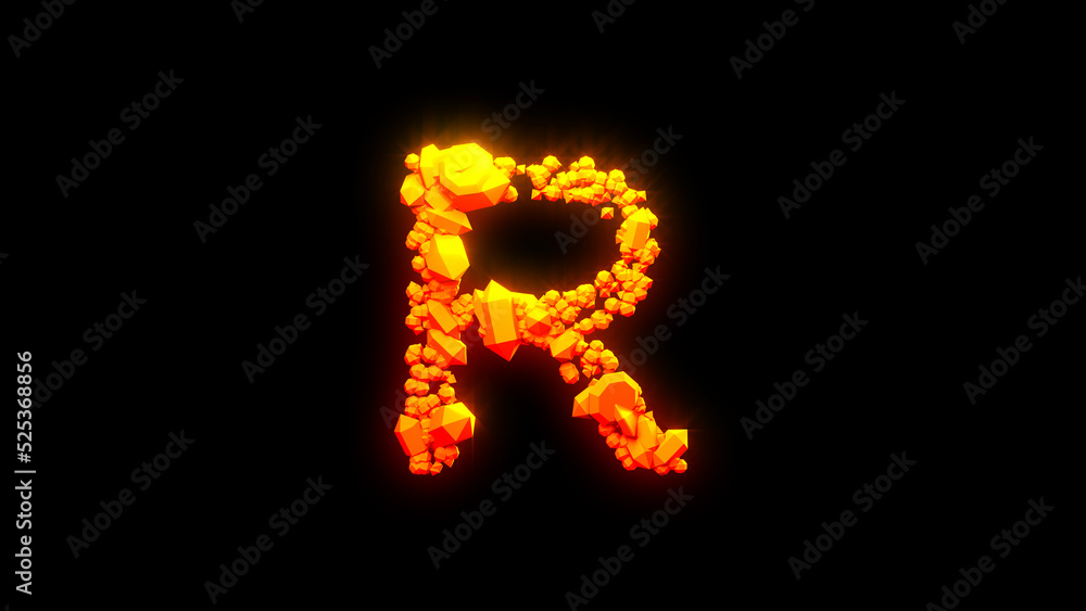 cute burning stones letter R - burning hot orange - red character, isolated - object 3D rendering cute burning stones letter R - burning hot orange - red character, isolated - object 3D rendering
