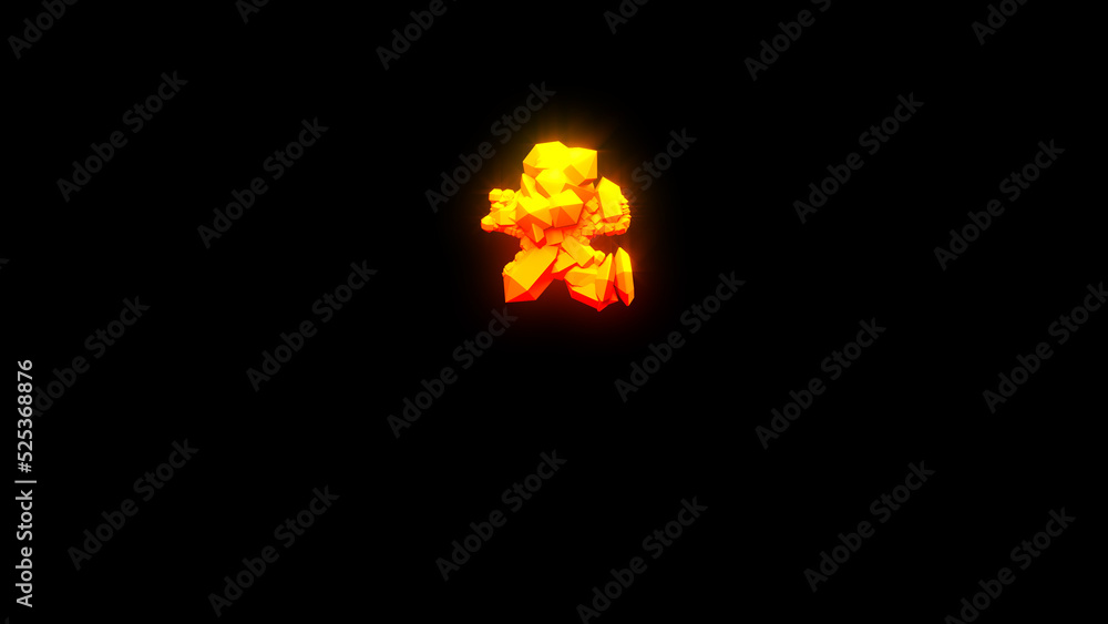 Fototapeta premium nice magma rocks asterisk - burning hot orange - red character, isolated - object 3D rendering