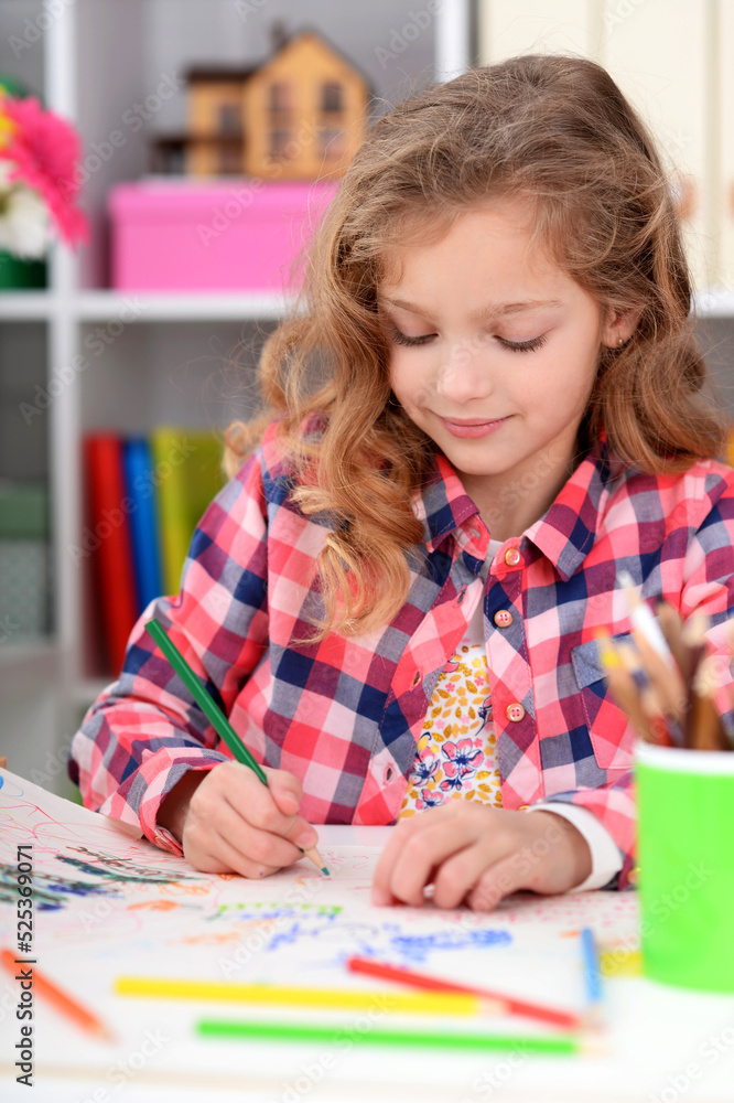 cute smiling girl drawing at home cute smiling girl drawing at home