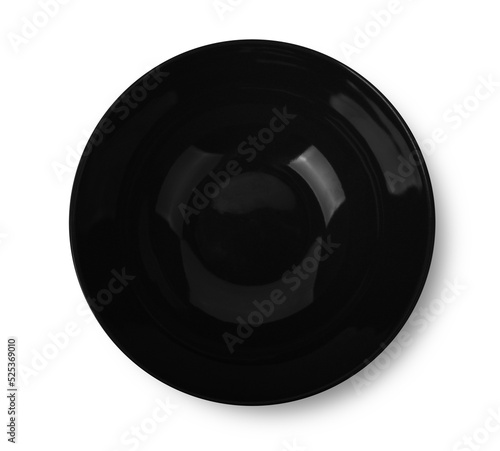black ceramic bowl on white background.
