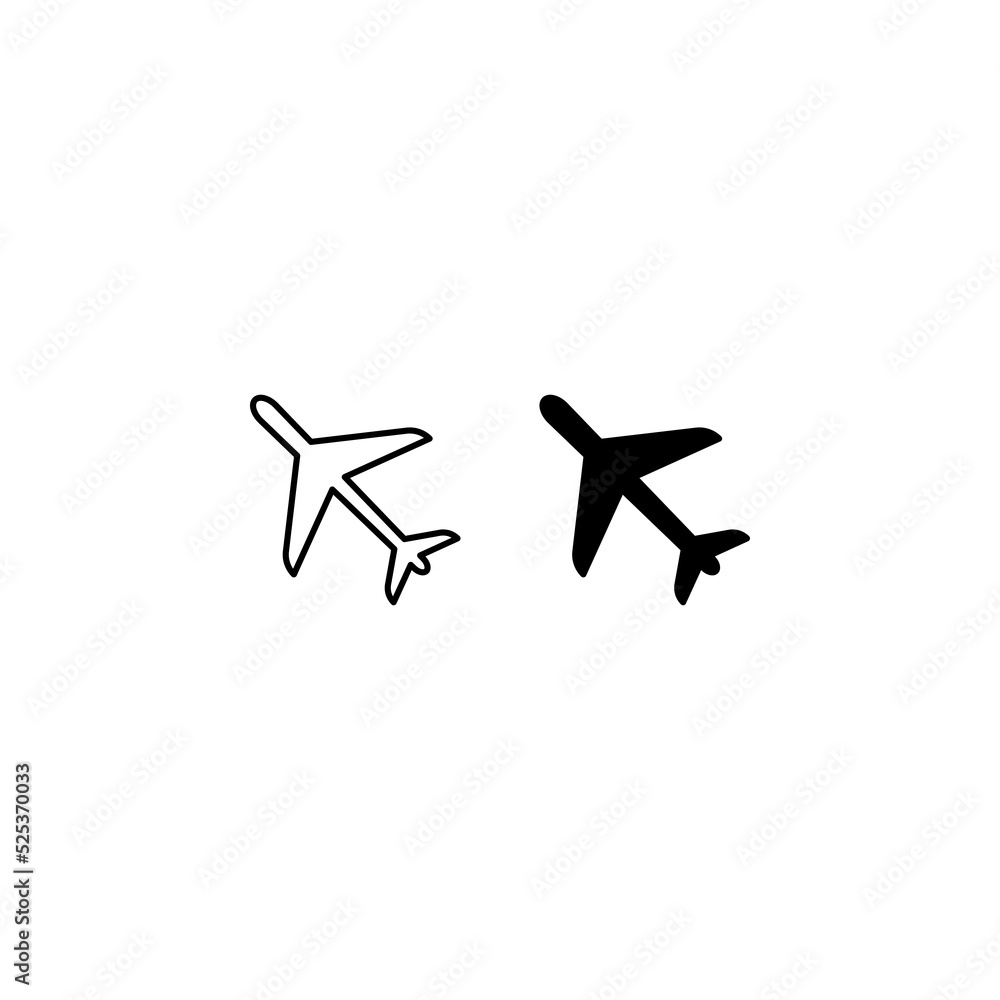 Plane icon. Airplane icon vector. Flight transport symbol. Travel illustration. Holiday symbol. isolated on white backround Plane icon. Airplane icon vector. Flight transport symbol. Travel illustration. Holiday symbol. isolated on white backround