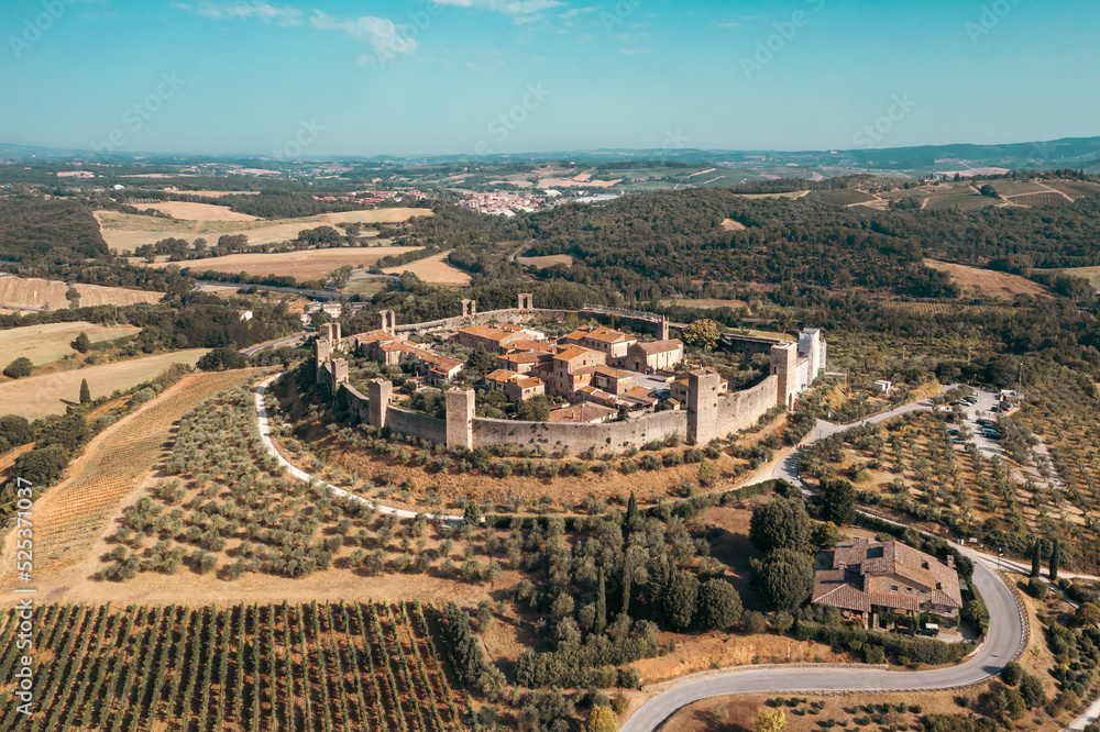 Monteriggioni from above in a summer day