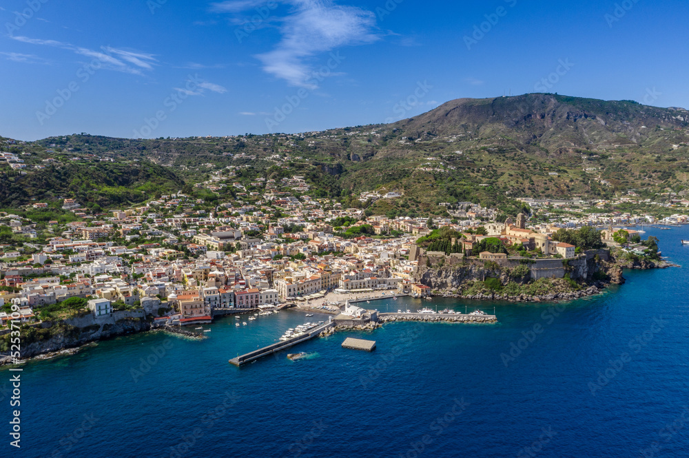 Lipari Island in Sicily from above the sea