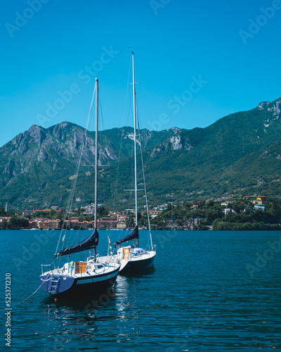 Wind boats in the lake Como on a sunny day