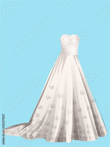 Fotobehang White wedding woman dress.Wedding fashion  dress vector.