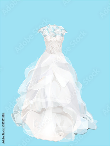 Foto White wedding woman dress.Wedding fashion  dress vector.