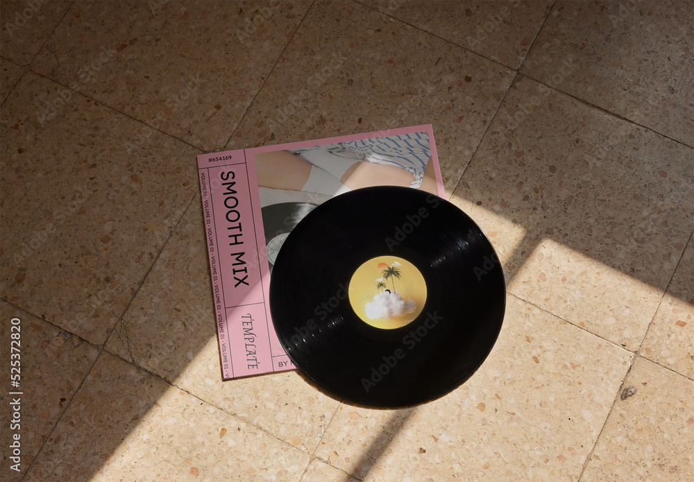 Vinyl Sleeve Mockup with Vinyl Stock Template Adobe Stock Vinyl Sleeve Mockup with Vinyl Stock Template Adobe Stock