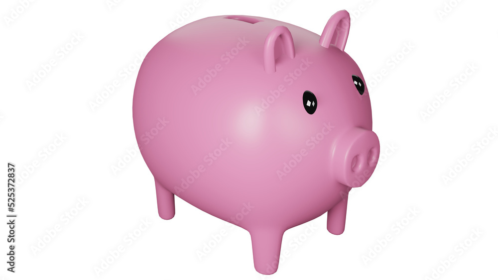 3D render Pink piggy bank isolated. 3D render Pink piggy bank isolated.