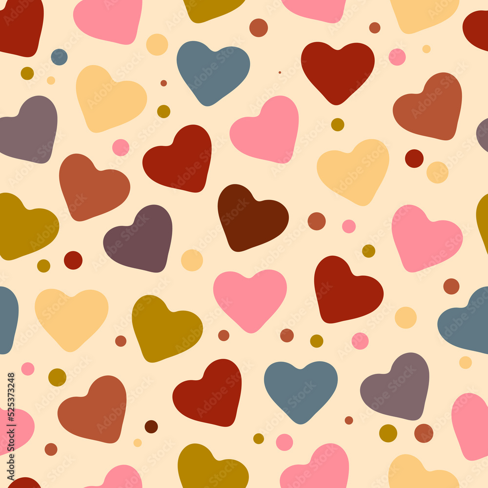 Fototapeta premium Seamless pattern with hearts. Vector romantic repeated background for fabric and wrapping paper.