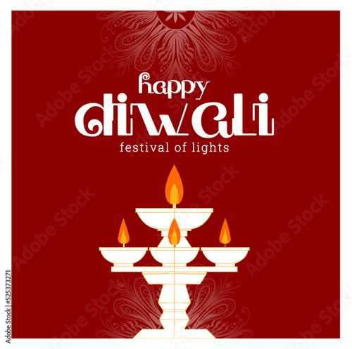 Happy Diwali background with decorative flower and Dia background Design Element Vector Illustration