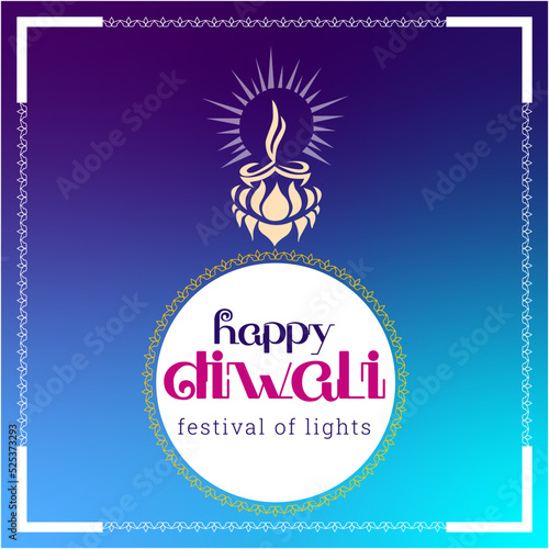 Happy Diwali background with decorative flower and Dia background Design Element Vector Illustration