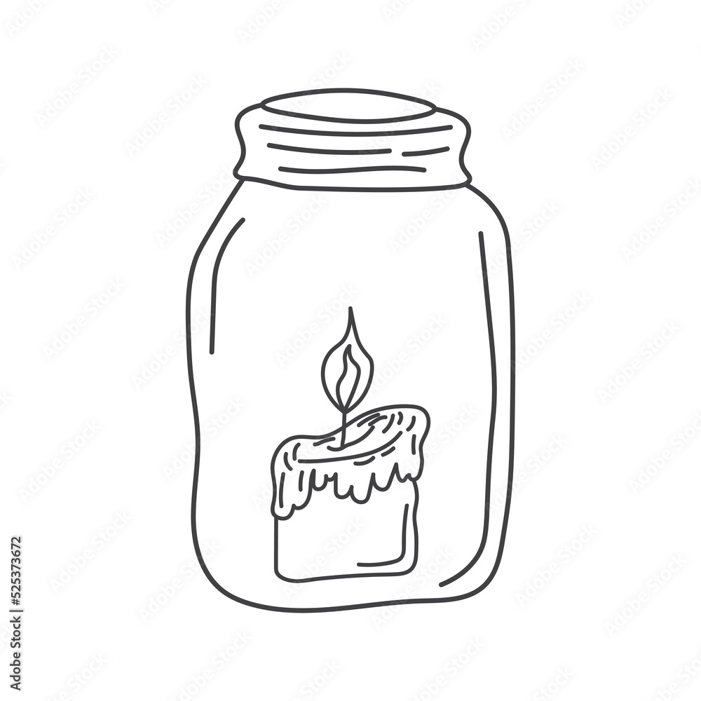 Burning aroma candle in a jar isolated on white background Burning aroma candle in a jar isolated on white background