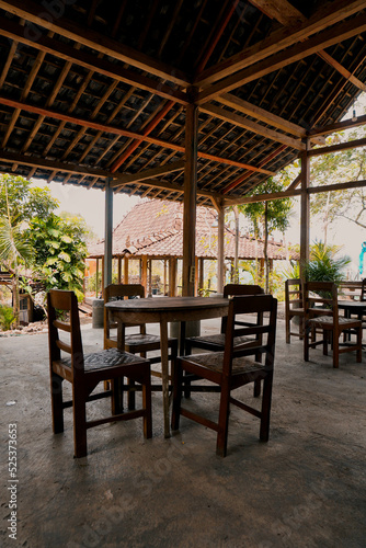 terrace of an old Javanese house with a tropical atmosphere