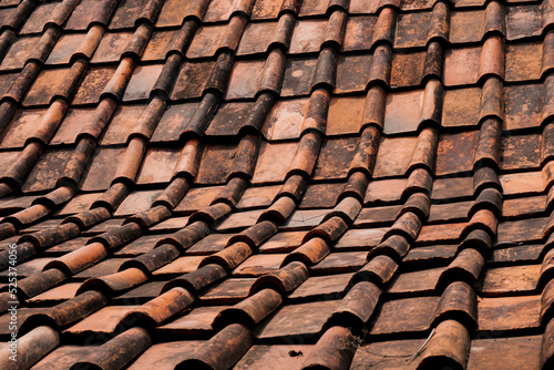pottery tile in traditional Javanese house 