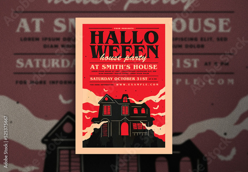 Retro Halloween House Party Event Flyer