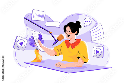 Trending Podcast Illustration concept on white background