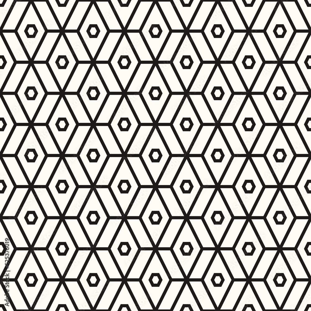 Fototapeta premium Vector Geometric Abstract Seamless Monochrome Pattern Texture Repeating Background