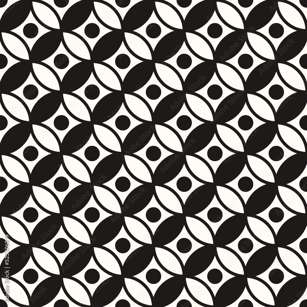 Fototapeta premium Vector Geometric Abstract Seamless Monochrome Pattern Texture Repeating Background