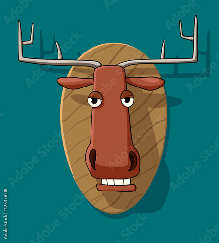 Cartoon deer head on wall