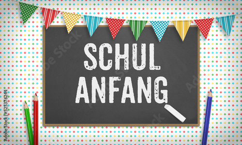 schulanang text on black board with school concept graphic design drawing background illustration