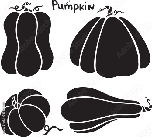 Autumn Halloween or Thanksgiving pumpkin symbol in flat design, simple, outline