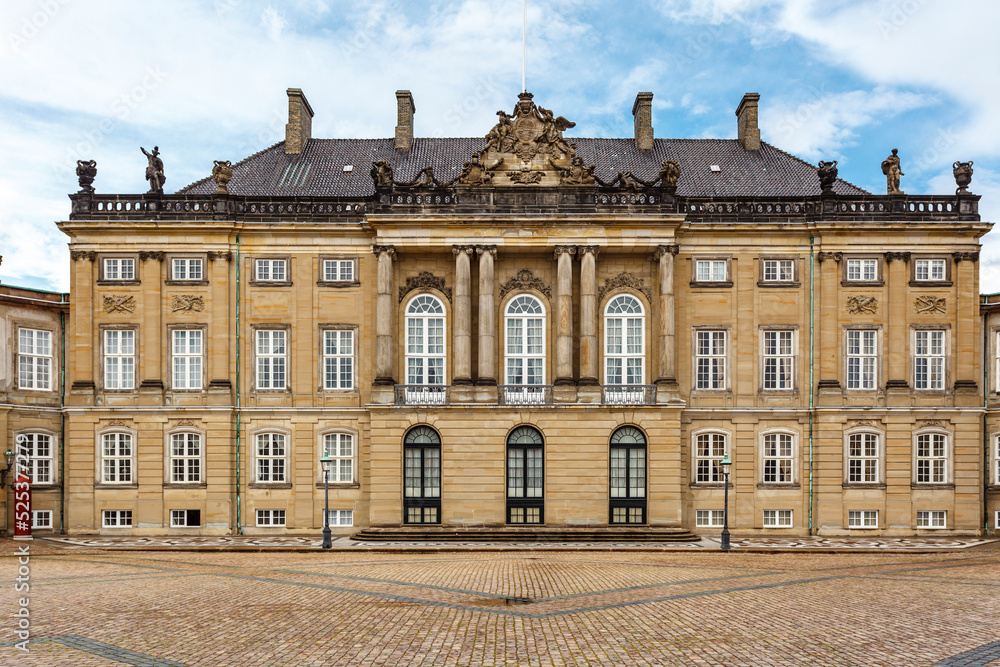 Exterior of Amalienborg palace in Copenhagen, Denmark, Europe