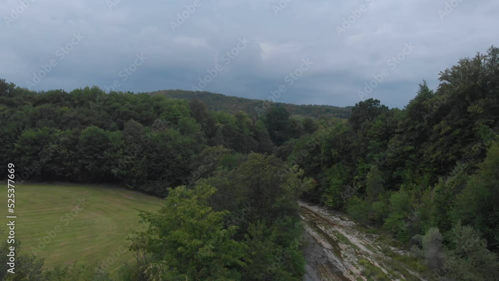Mountain slope covered with forest. Subcarpathian region, Poland. Bird's-eye view. Mountain slope covered with forest. Subcarpathian region, Poland. Bird's-eye view.