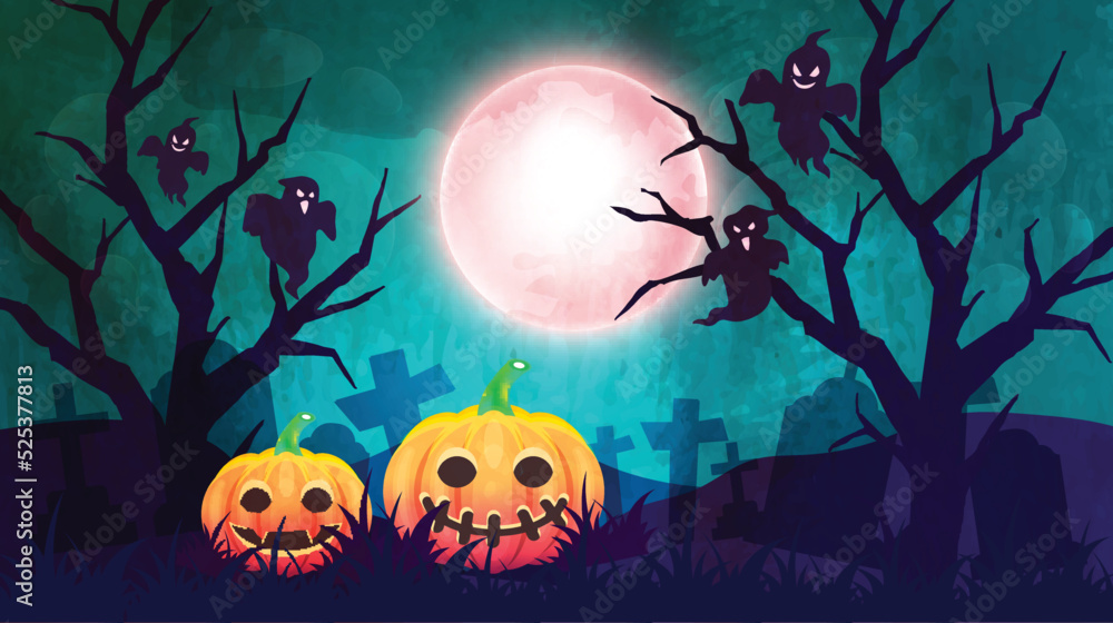 Ghost Halloween party background design with high quality