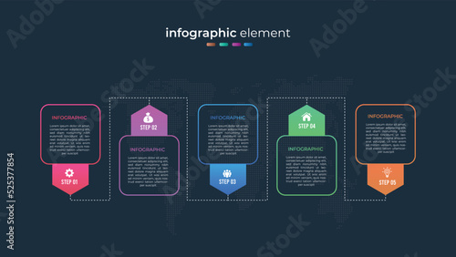 Modern business infographic timeline design on dark background
