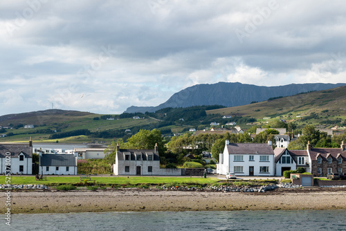 18 August 2022. Ullapool, Highlands and Islands, Scotland. This is a view from the Ferry Boat as you arrive at Ullapool Ferry Terminal. photo