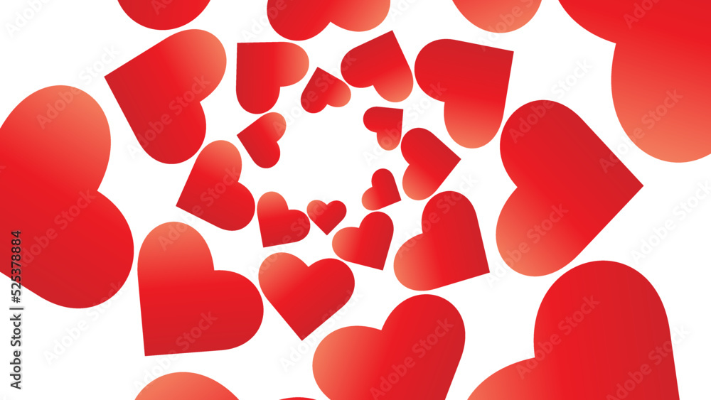 Nice red color circle heart icons set on white background.