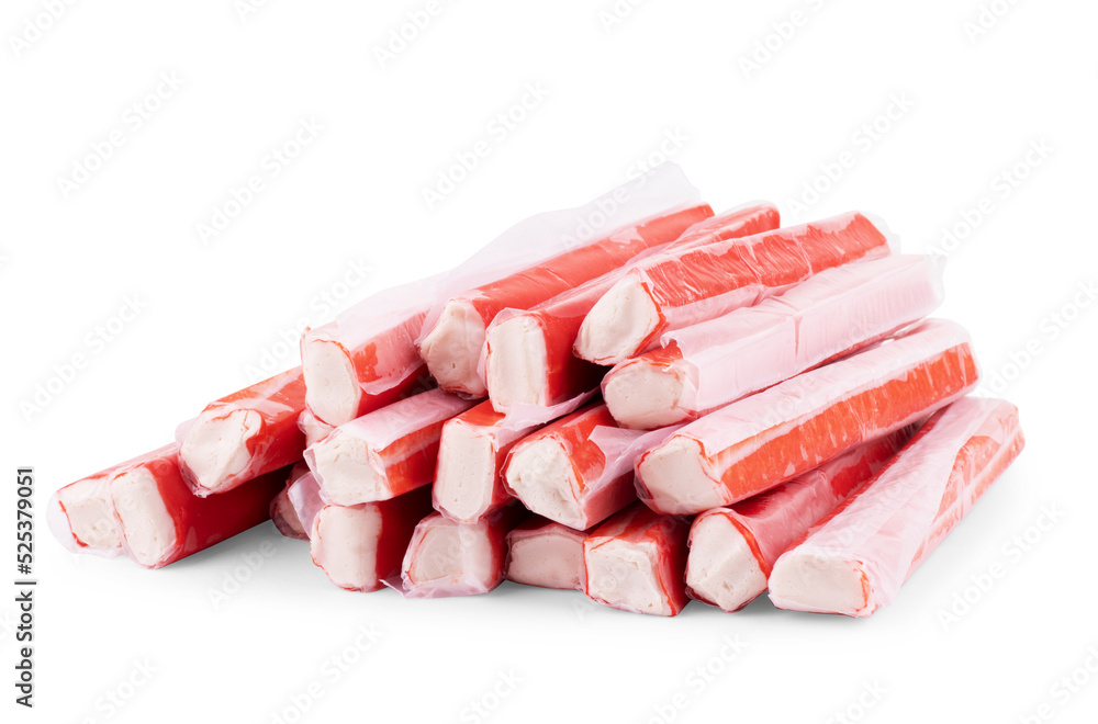 Crab sticks group isolated on white background Crab sticks group isolated on white background
