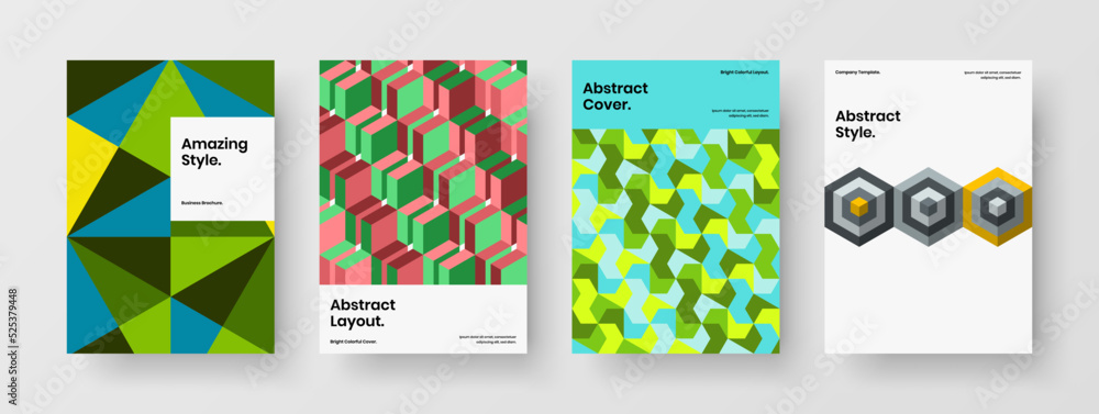 Fototapeta premium Creative front page A4 design vector template collection. Trendy geometric pattern book cover layout bundle.