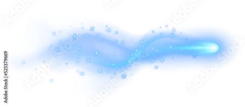 Blue magic comet with snowflakes