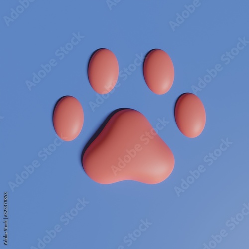 Cats paw. Stylized 3d illustration. 