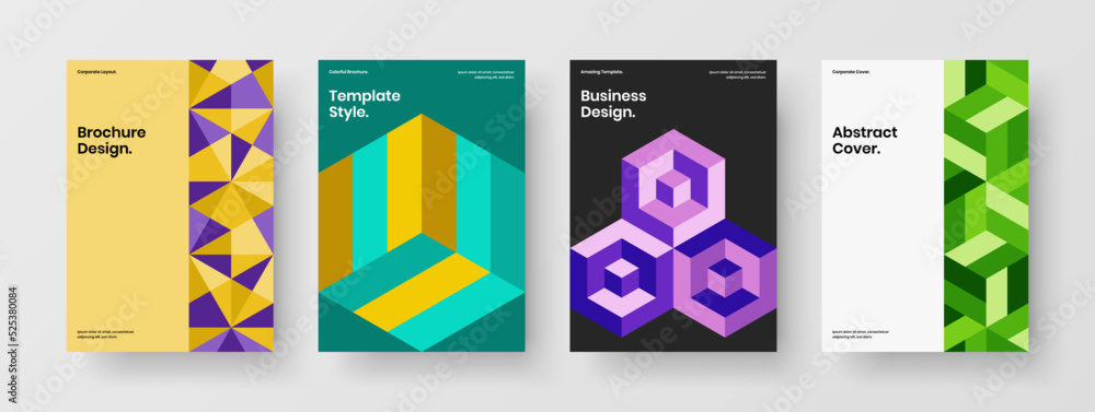 Colorful geometric shapes flyer template collection. Premium cover A4 design vector concept composition.