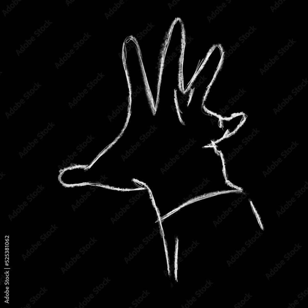 Obraz premium Hand drawn with white pencil on black background