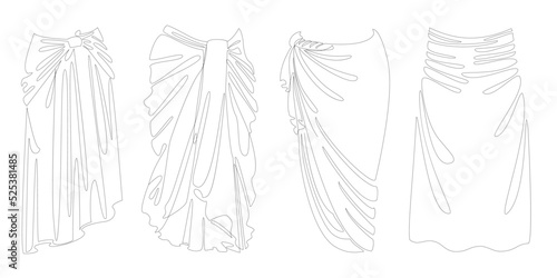 Silhouette of a girl's skirt. Women's clothing in a modern style one line. Solid line, decor outline, posters, stickers, logo. Vector illustration.