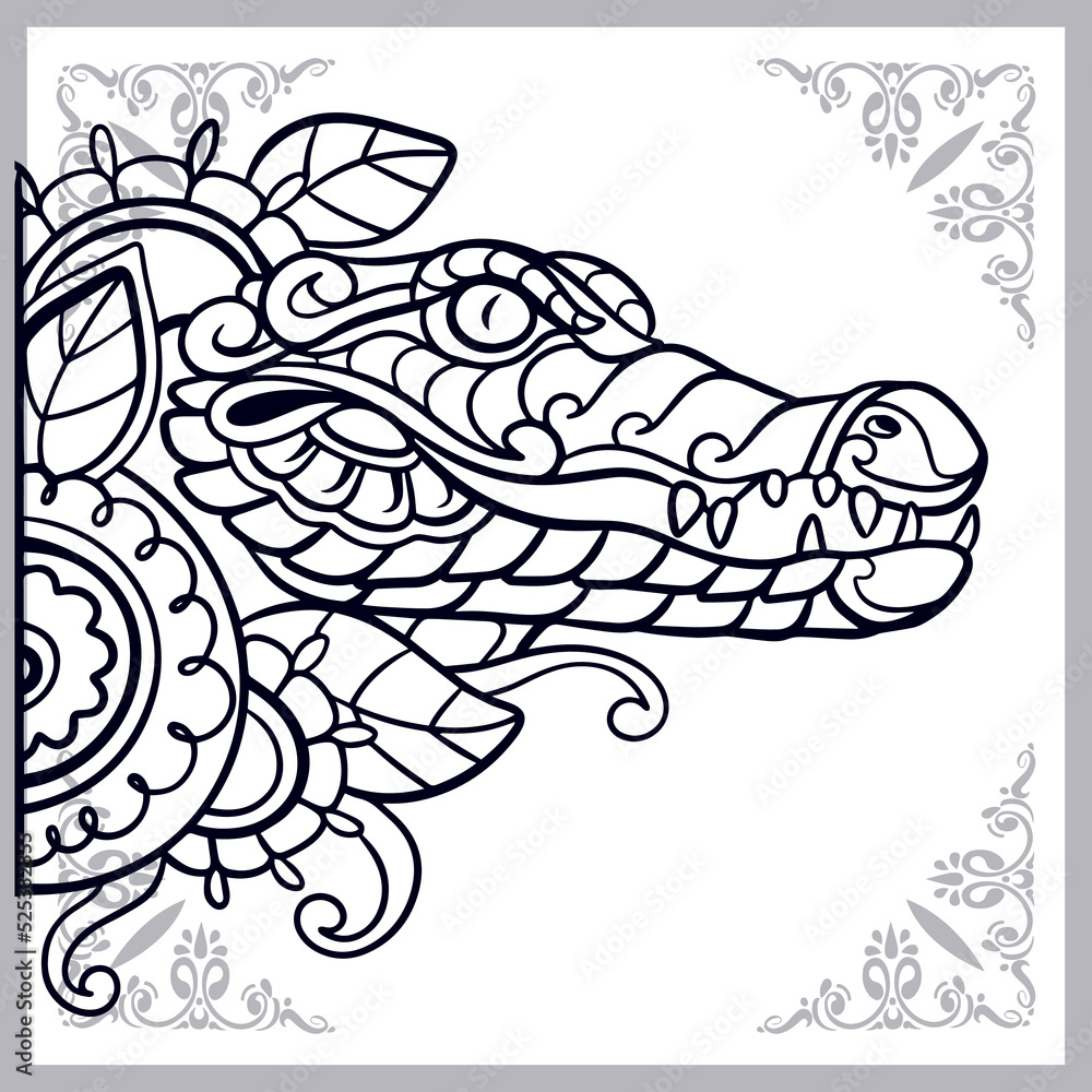 Crocodile zentangle arts isolated on white background Crocodile zentangle arts isolated on white background