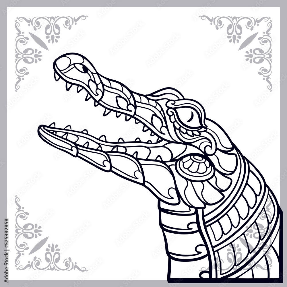 Crocodile zentangle arts isolated on white background Crocodile zentangle arts isolated on white background