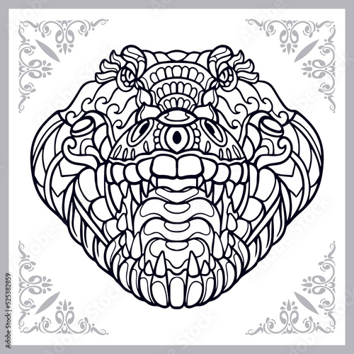 Crocodile zentangle arts isolated on white background