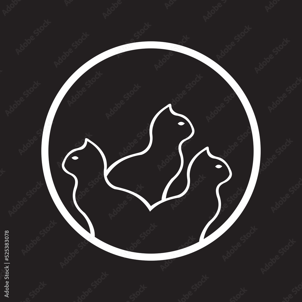 Obraz premium Three cats circle animal logo 
