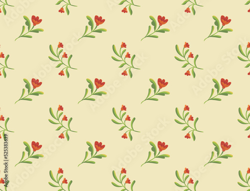 Elegant Floral vector seamless pattern. Delicate botanical wallpaper. Repeatable background with leaves. © Daniela Iga