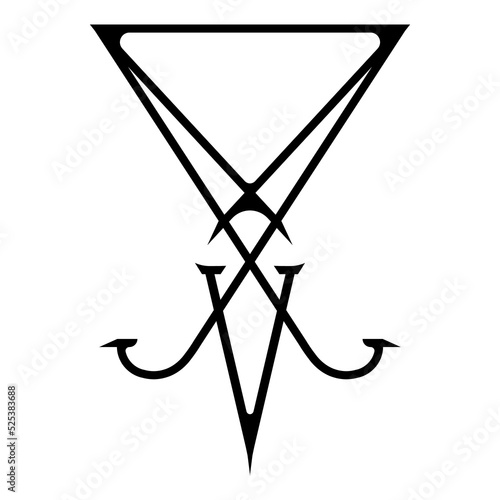 Sigil of Lucifer icon, sticker or t-shirt print design illustration in Gothic style isolated on white background. Vector EPS 10