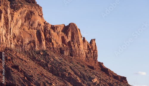 Desert Rocky Mountain American Landscape. Sunset Sky. Oljato-Monument Valley, Utah, United States. Nature Background